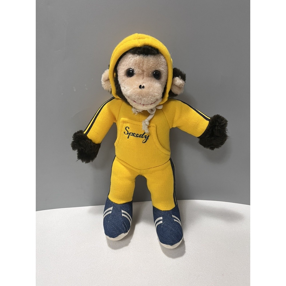 Speedy Monkey Yellow Track Suit Vintage California Stuffed Toys 13" Plush RARE!